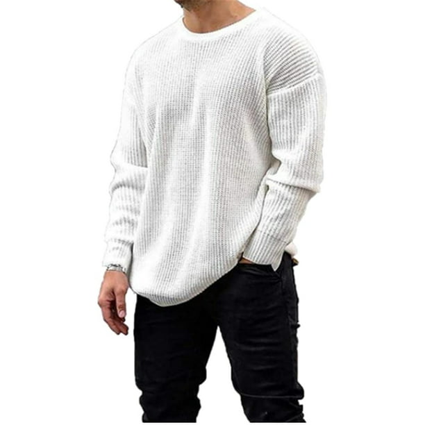 Keaac Men Slim Knitted Long Sleeve O Neck Pullover Sweaters 